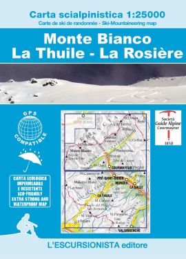 Monte Bianco, La Thuile, La Rosière carta scialpinistica 1:25.000 IMPERMEABILE