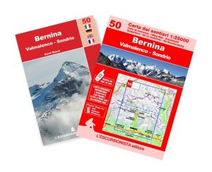 50 - Bernina, Valmalenco, Sondrio carta dei sentieri e scialpinistica 1:25.000 con guida